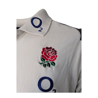 Canterbury England Rugby Polo Shirt 3XL White O2 Sponsor Red Rose Crest Top - USASTARFASHION