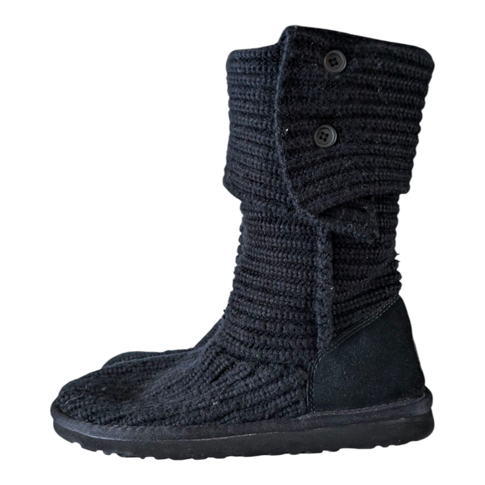 UGG Classic Cardy Knit Boots Black Women’s Size UK 6.5 / EU 39 Excellent Conditi - USASTARFASHION