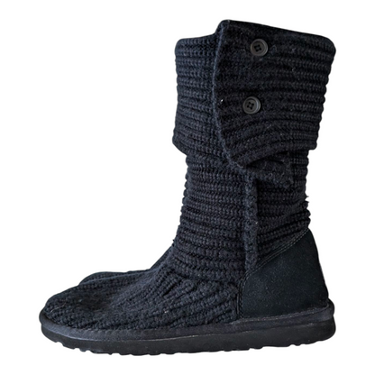 UGG Classic Cardy Knit Boots Black Women’s Size UK 6.5 / EU 39 Excellent Conditi - USASTARFASHION