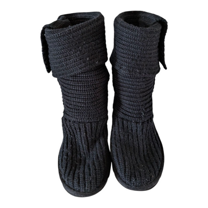 UGG Classic Cardy Knit Boots Black Women’s Size UK 6.5 / EU 39 Excellent Conditi - USASTARFASHION