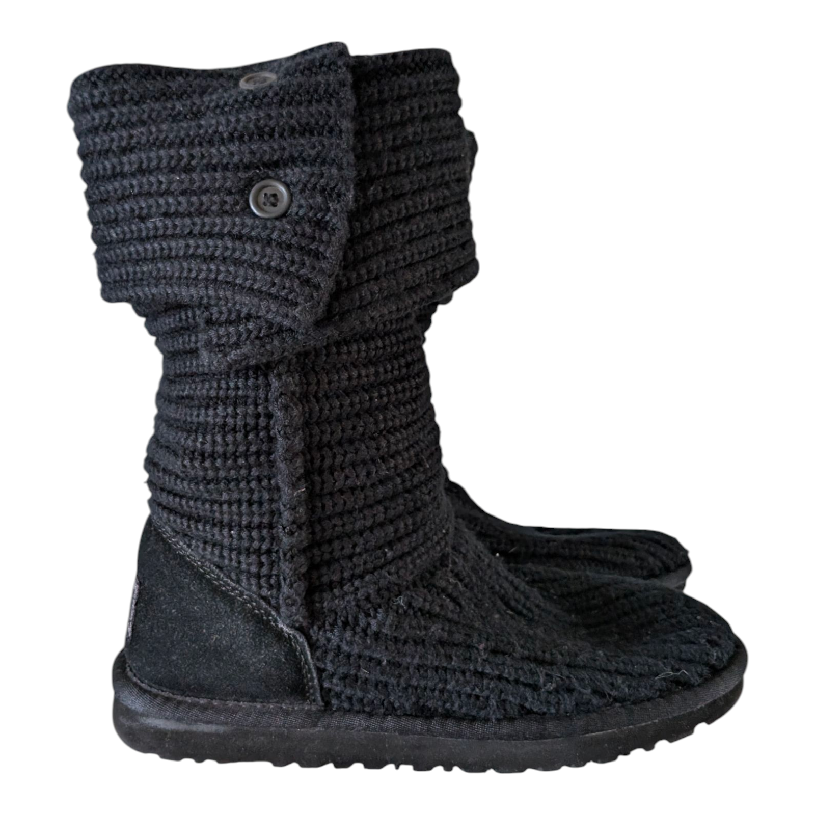 UGG Classic Cardy Knit Boots Black Women’s Size UK 6.5 / EU 39 Excellent Conditi - USASTARFASHION