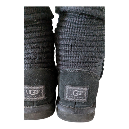 UGG Classic Cardy Knit Boots Black Women’s Size UK 6.5 / EU 39 Excellent Conditi - USASTARFASHION