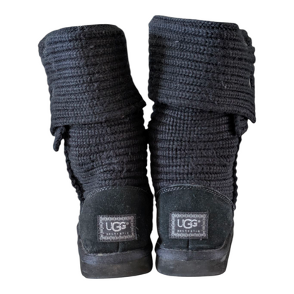 UGG Classic Cardy Knit Boots Black Women’s Size UK 6.5 / EU 39 Excellent Conditi - USASTARFASHION