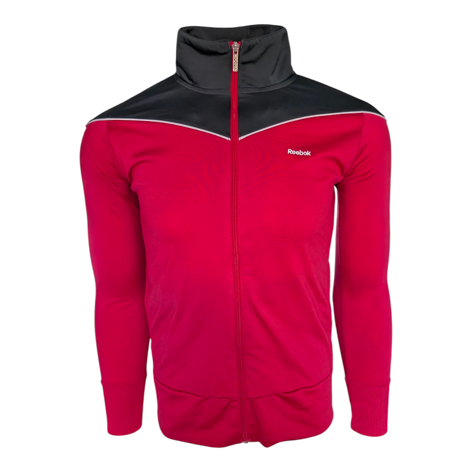Reebok Women’s Full Zip Track Jacket Red Black Size Small Training Retro Style - USASTARFASHION