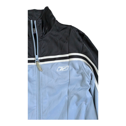 Reebok Youth Track Jacket Kids Size 10–12 Medium Black Blue Full Zip Retro Style - USASTARFASHION