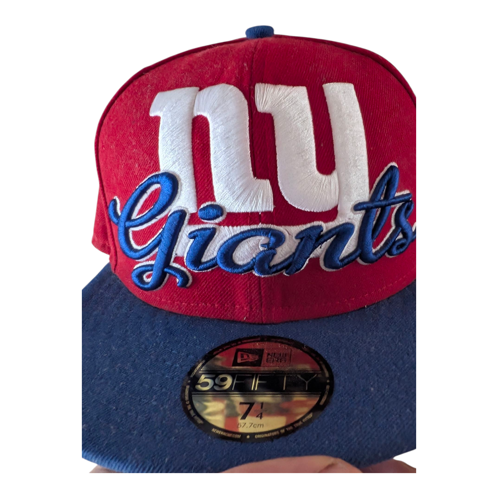 New Era 59FIFTY Cap NY Giants NFL Fitted Hat 7 1/4 Red Blue Embroidered - USASTARFASHION