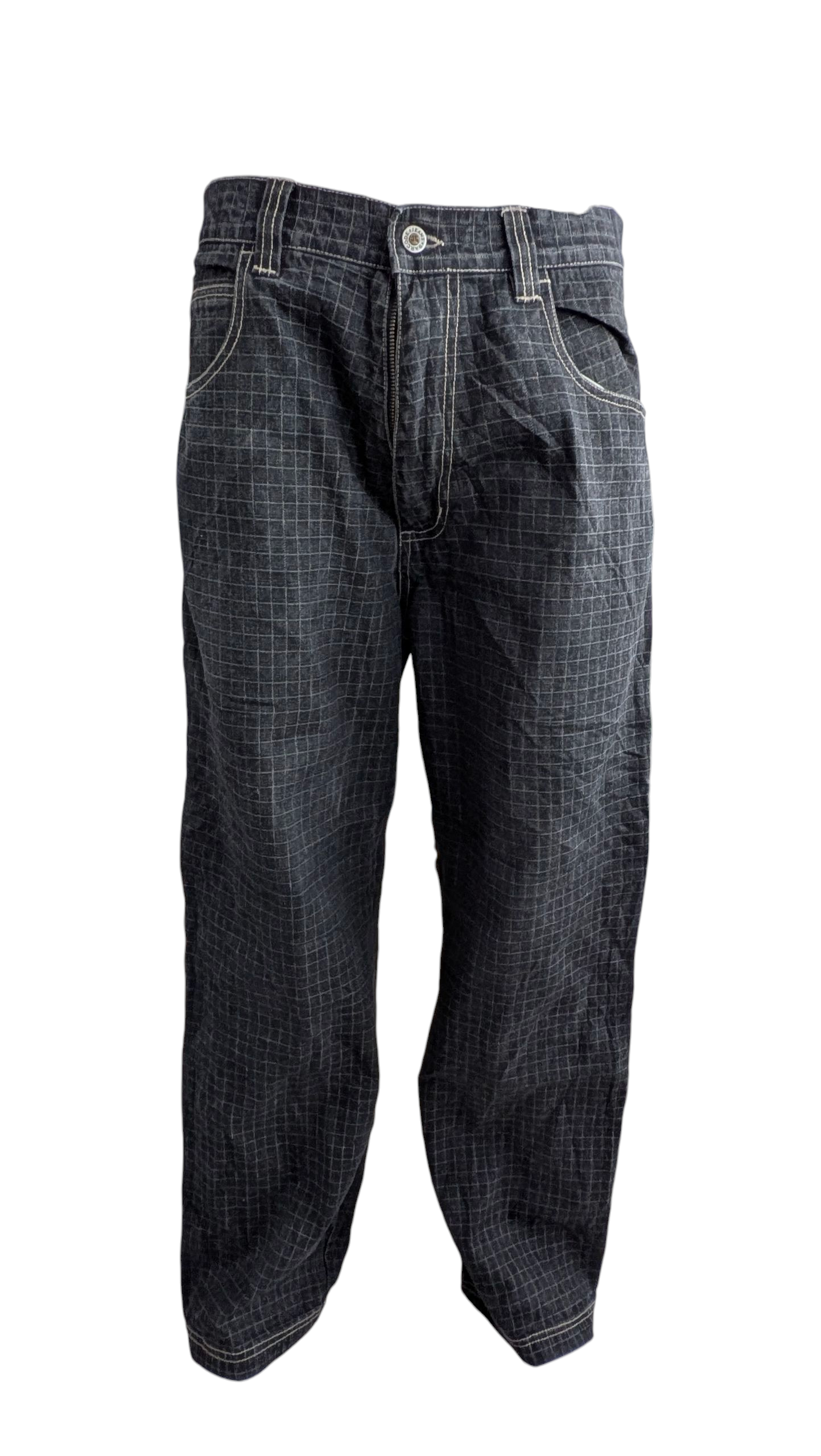 Barcode Grid Jeans W34 L32 Black Denim - USASTARFASHION