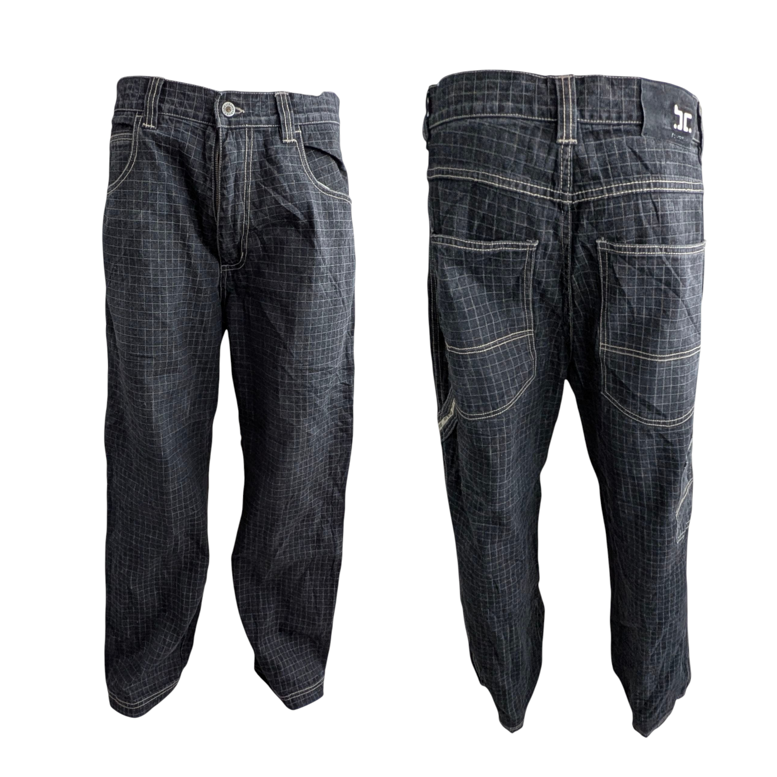 Barcode Grid Jeans W34 L32 Black Denim - USASTARFASHION