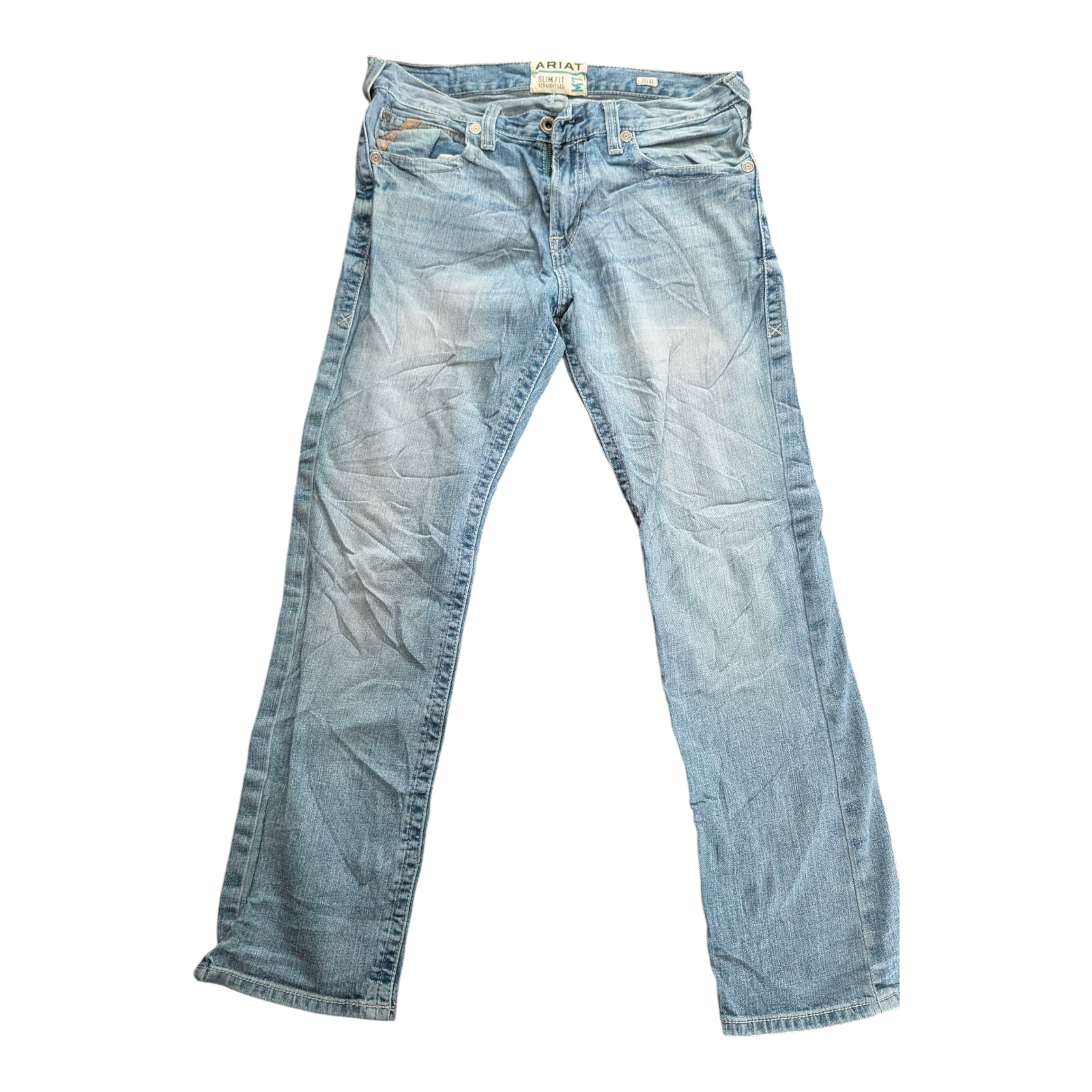 Ariat M7 Slim Fit Jeans W33 L32 Straight Leg Light Wash Denim Cowboy Western - USASTARFASHION
