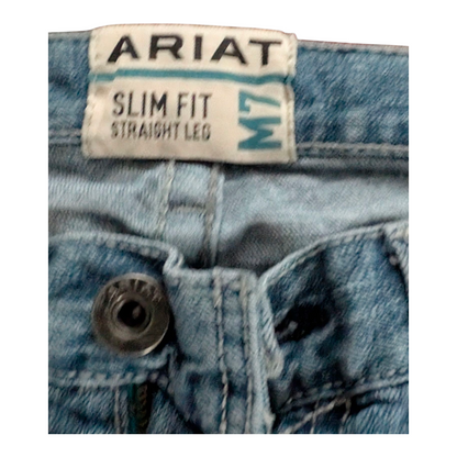 Ariat M7 Slim Fit Jeans W33 L32 Straight Leg Light Wash Denim Cowboy Western - USASTARFASHION