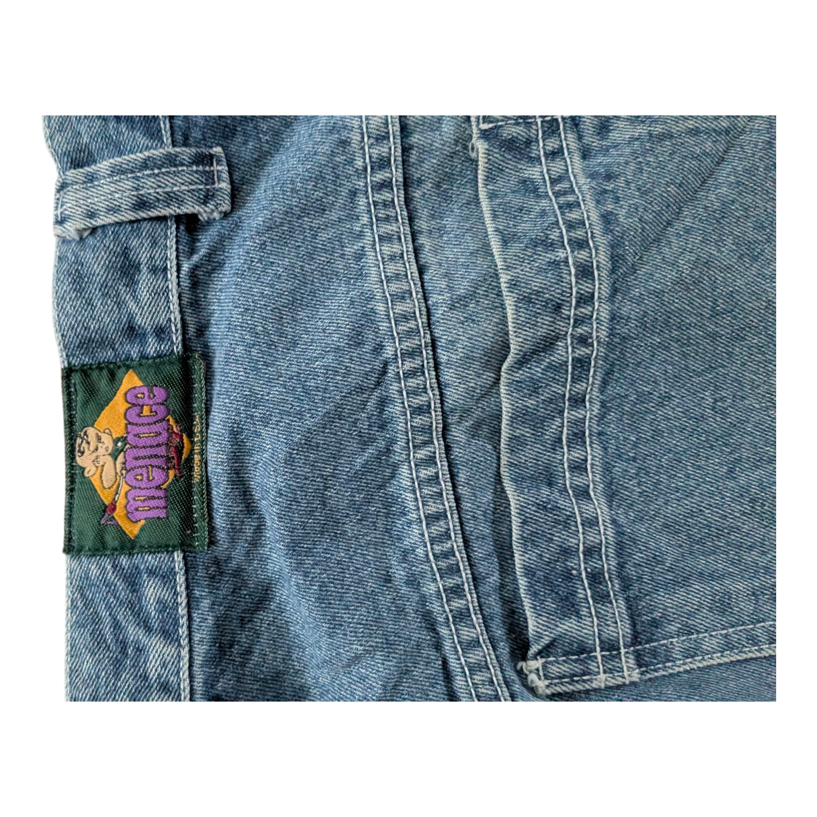 Menace Vintage Jeans W34 L32 Embroidered Patch Baggy Fit USA Made Hip Hop 90s - USASTARFASHION