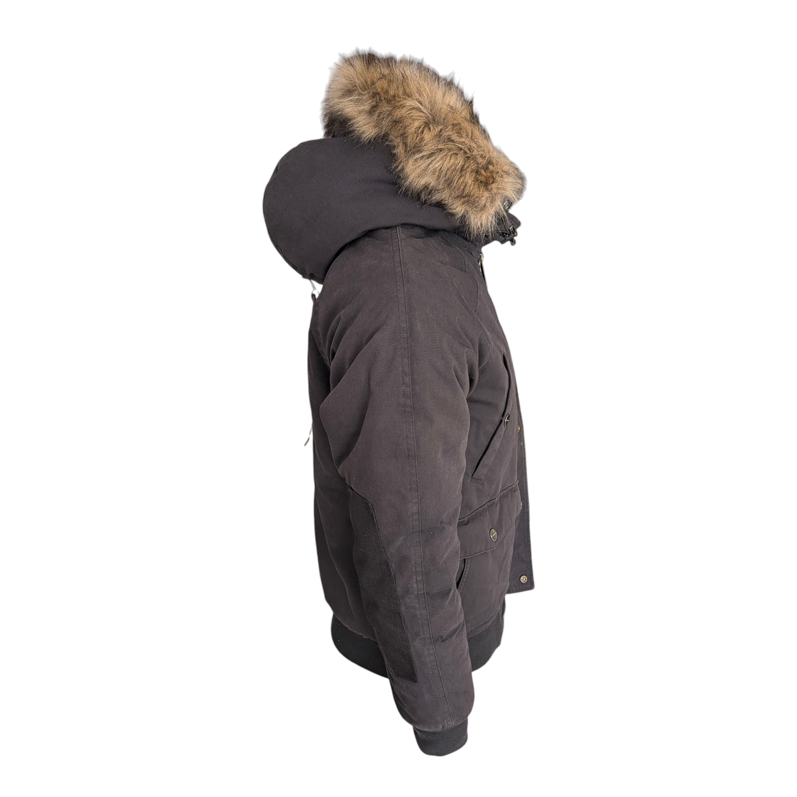 Carhartt WIP Trapper Jacket Black Faux Fur Hood Men’s Size S Small Winter Parka - USASTARFASHION