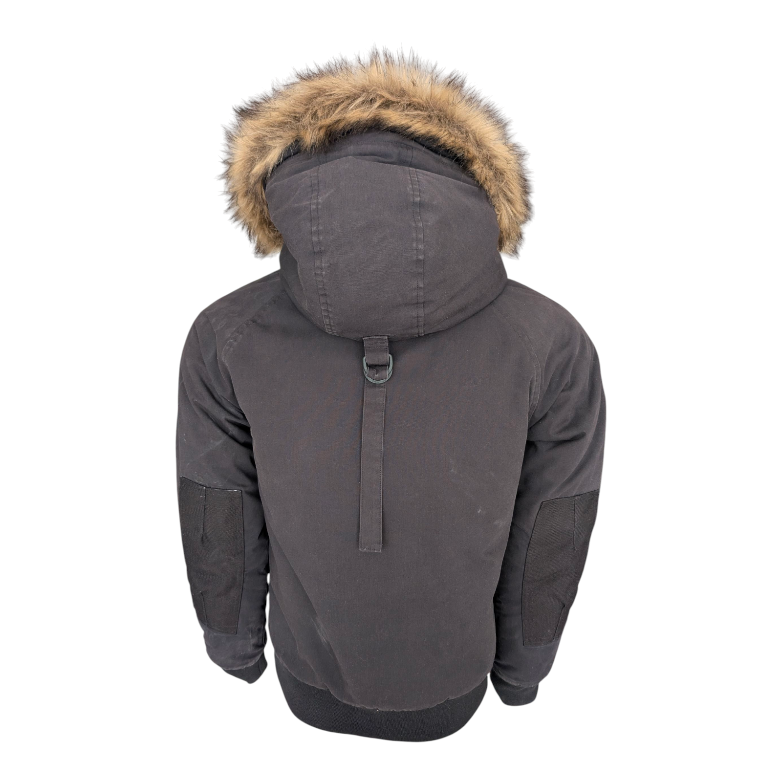 Carhartt WIP Trapper Jacket Black Faux Fur Hood Men’s Size S Small Winter Parka - USASTARFASHION