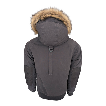 Carhartt WIP Trapper Jacket Black Faux Fur Hood Men’s Size S Small Winter Parka - USASTARFASHION