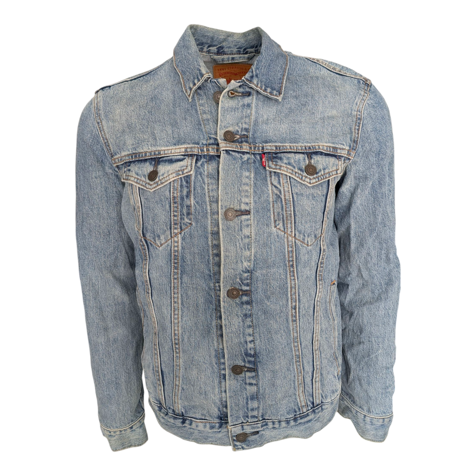 Levi’s Trucker Denim Jacket Size M Medium Blue Vintage 100% Cotton Red Tab USA - USASTARFASHION