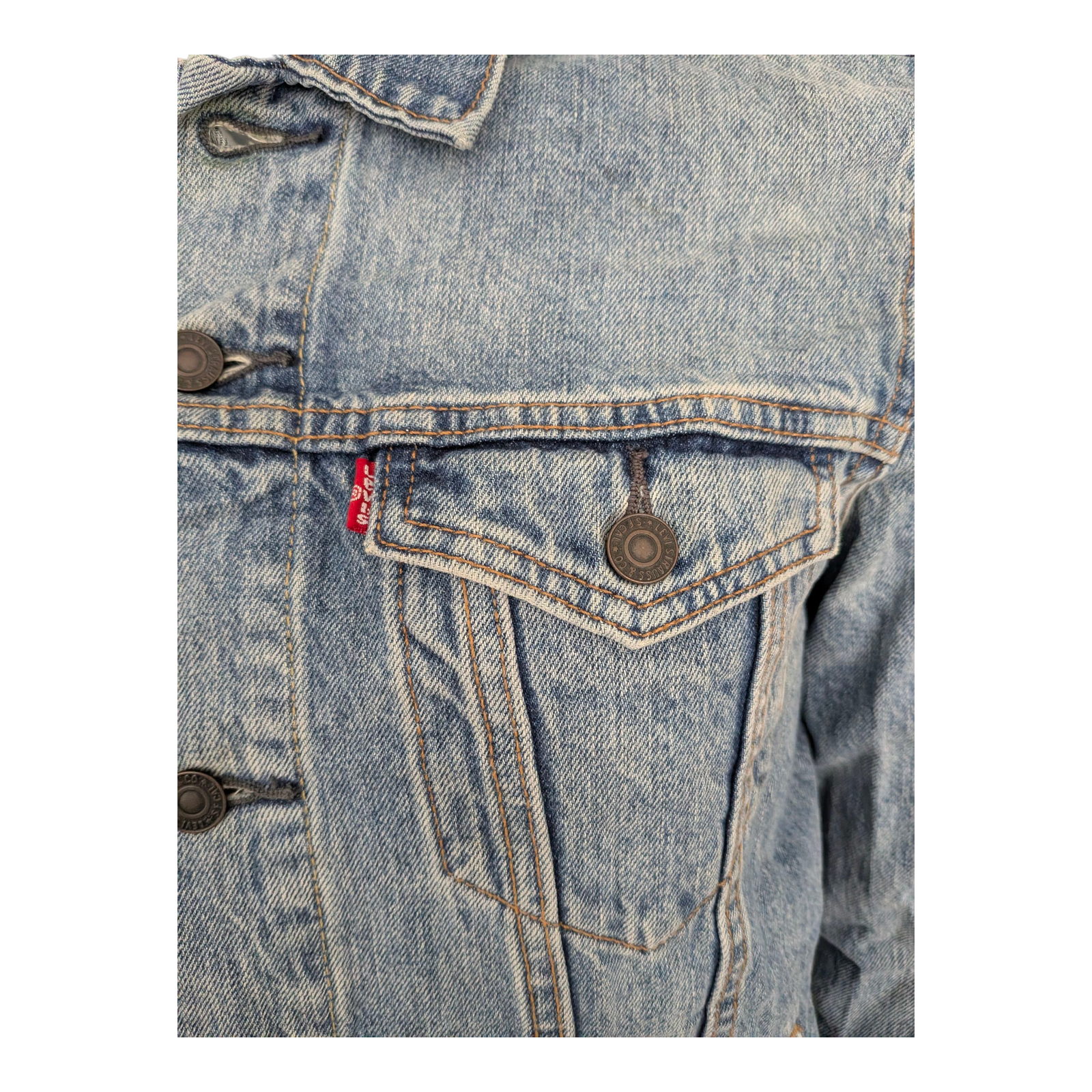 Levi’s Trucker Denim Jacket Size M Medium Blue Vintage 100% Cotton Red Tab USA - USASTARFASHION