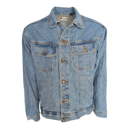 Wrangler Rugged Wear Denim Jacket Light Blue Size L Large 100% Cotton - USASTARFASHION
