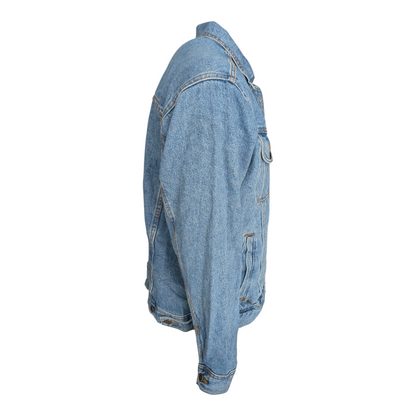 Wrangler Rugged Wear Denim Jacket Light Blue Size L Large 100% Cotton - USASTARFASHION