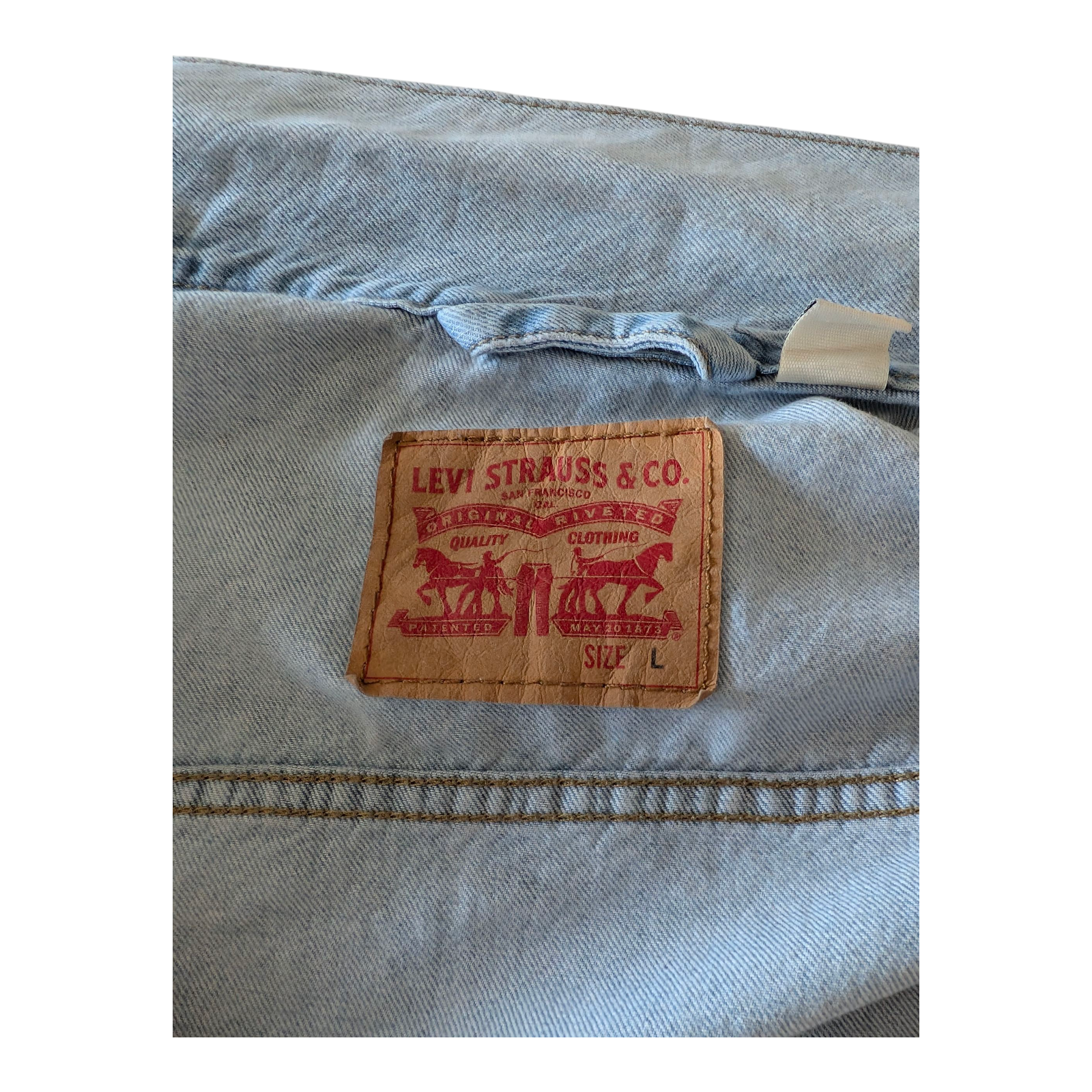 Levi’s Denim Jacket Light Blue Trucker Size L Large 100% Cotton - USASTARFASHION