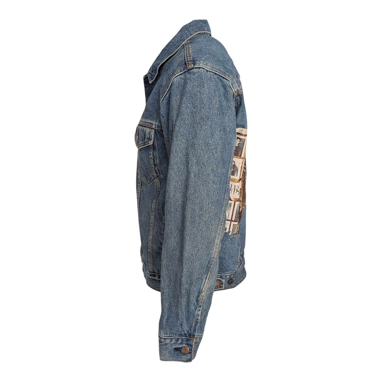 Levi Strauss Signature Denim Trucker Jacket Men’s Size M Blue – Custom Back Patc - USASTARFASHION