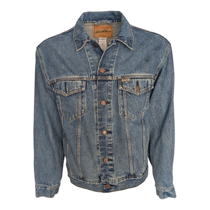 Levi Strauss Signature Denim Trucker Jacket Men’s Size M Blue – Custom Back Patc - USASTARFASHION