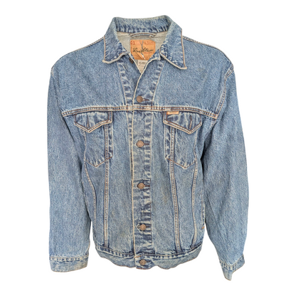 Levi Strauss Signature Denim Jacket Men’s Size L Blue Trucker Style 100% Cotton - USASTARFASHION