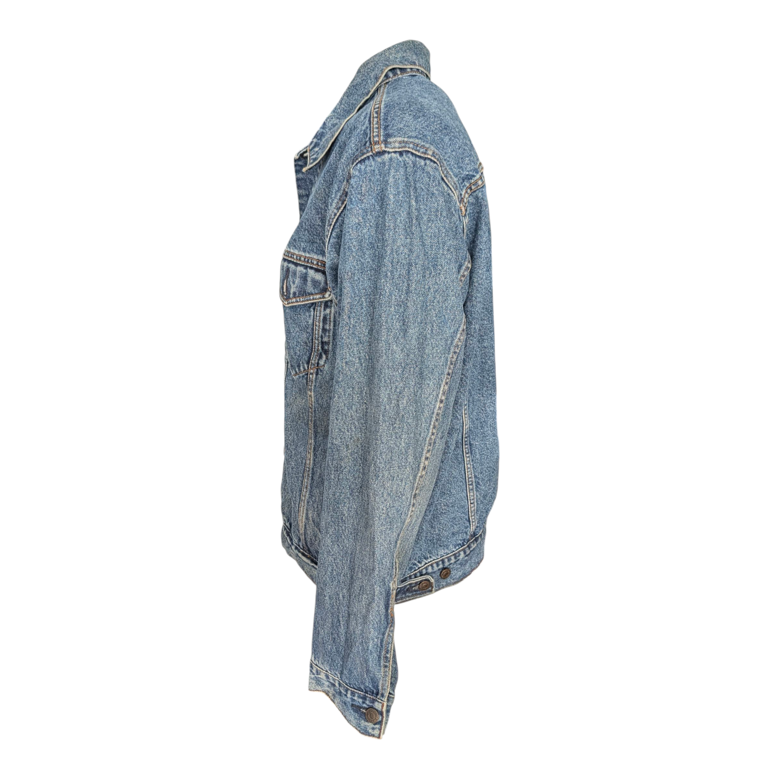 Levi Strauss Signature Denim Jacket Men’s Size L Blue Trucker Style 100% Cotton - USASTARFASHION
