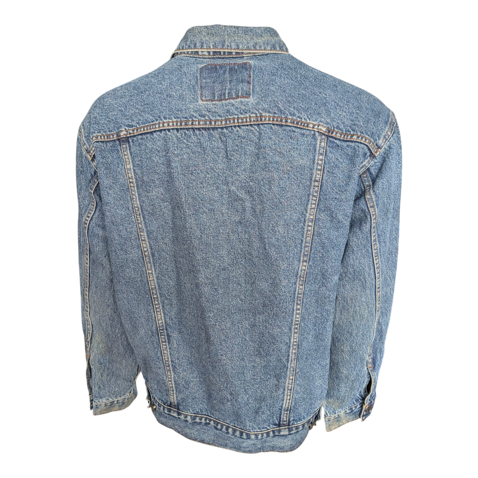 Levi Strauss Signature Denim Jacket Men’s Size L Blue Trucker Style 100% Cotton - USASTARFASHION