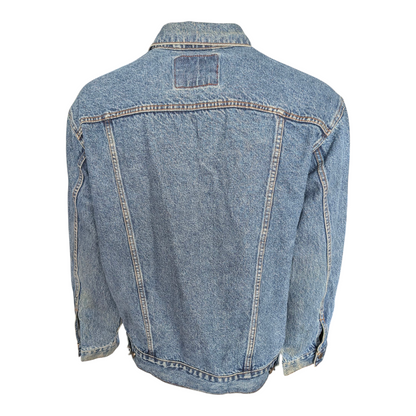 Levi Strauss Signature Denim Jacket Men’s Size L Blue Trucker Style 100% Cotton - USASTARFASHION