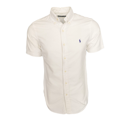Ralph Lauren Men’s Short Sleeve Shirt Size S White Cotton Classic Fit Pony Logo - USASTARFASHION