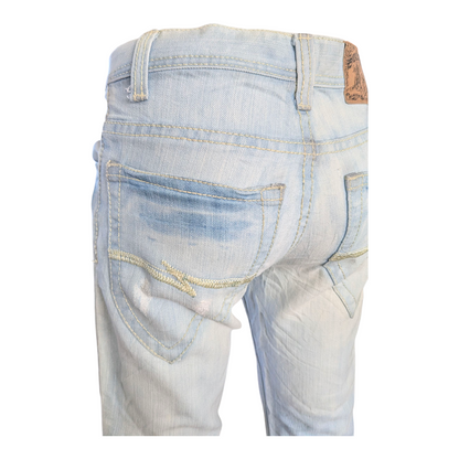 Southpole Men’s Hip Hop Jeans W29 L27 Light Wash Straight Fit Denim Distressed - USASTARFASHION