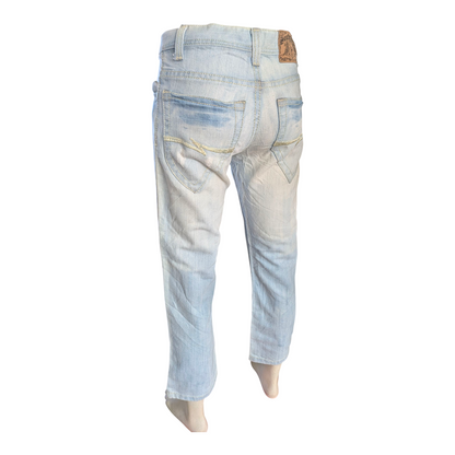 Southpole Men’s Hip Hop Jeans W29 L27 Light Wash Straight Fit Denim Distressed - USASTARFASHION