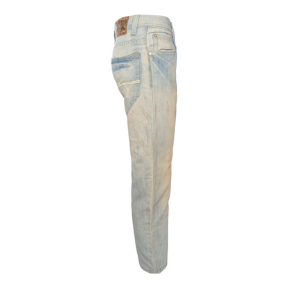 Southpole Men’s Hip Hop Jeans W29 L27 Light Wash Straight Fit Denim Distressed - USASTARFASHION