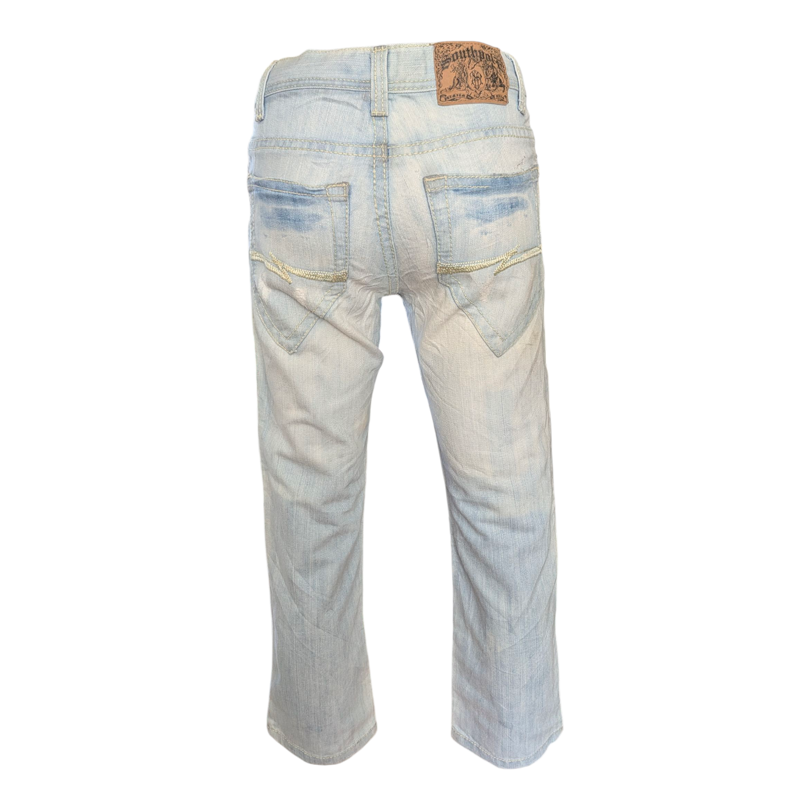 Southpole Men’s Hip Hop Jeans W29 L27 Light Wash Straight Fit Denim Distressed - USASTARFASHION