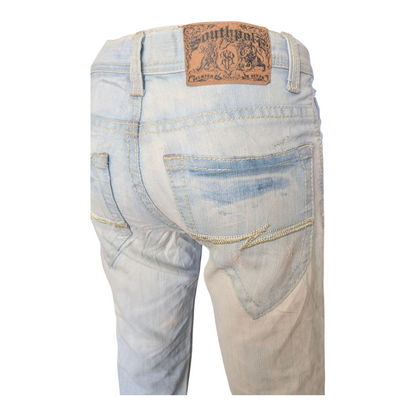 Southpole Men’s Hip Hop Jeans W29 L27 Light Wash Straight Fit Denim Distressed - USASTARFASHION