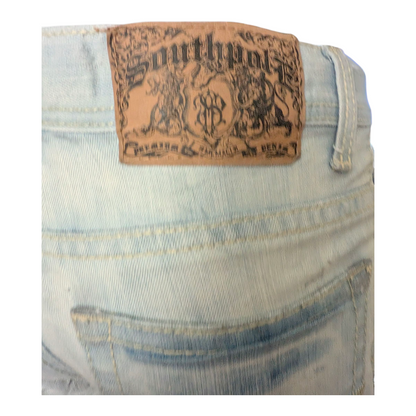 Southpole Men’s Hip Hop Jeans W29 L27 Light Wash Straight Fit Denim Distressed - USASTARFASHION