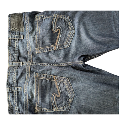 Silver Jeans Co. ZAC Men’s Jeans W36 L32 Dark Wash Straight Fit Denim - USASTARFASHION