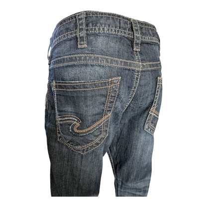 Silver Jeans Co. ZAC Men’s Jeans W36 L32 Dark Wash Straight Fit Denim - USASTARFASHION
