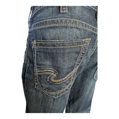 Silver Jeans Co. ZAC Men’s Jeans W36 L32 Dark Wash Straight Fit Denim - USASTARFASHION