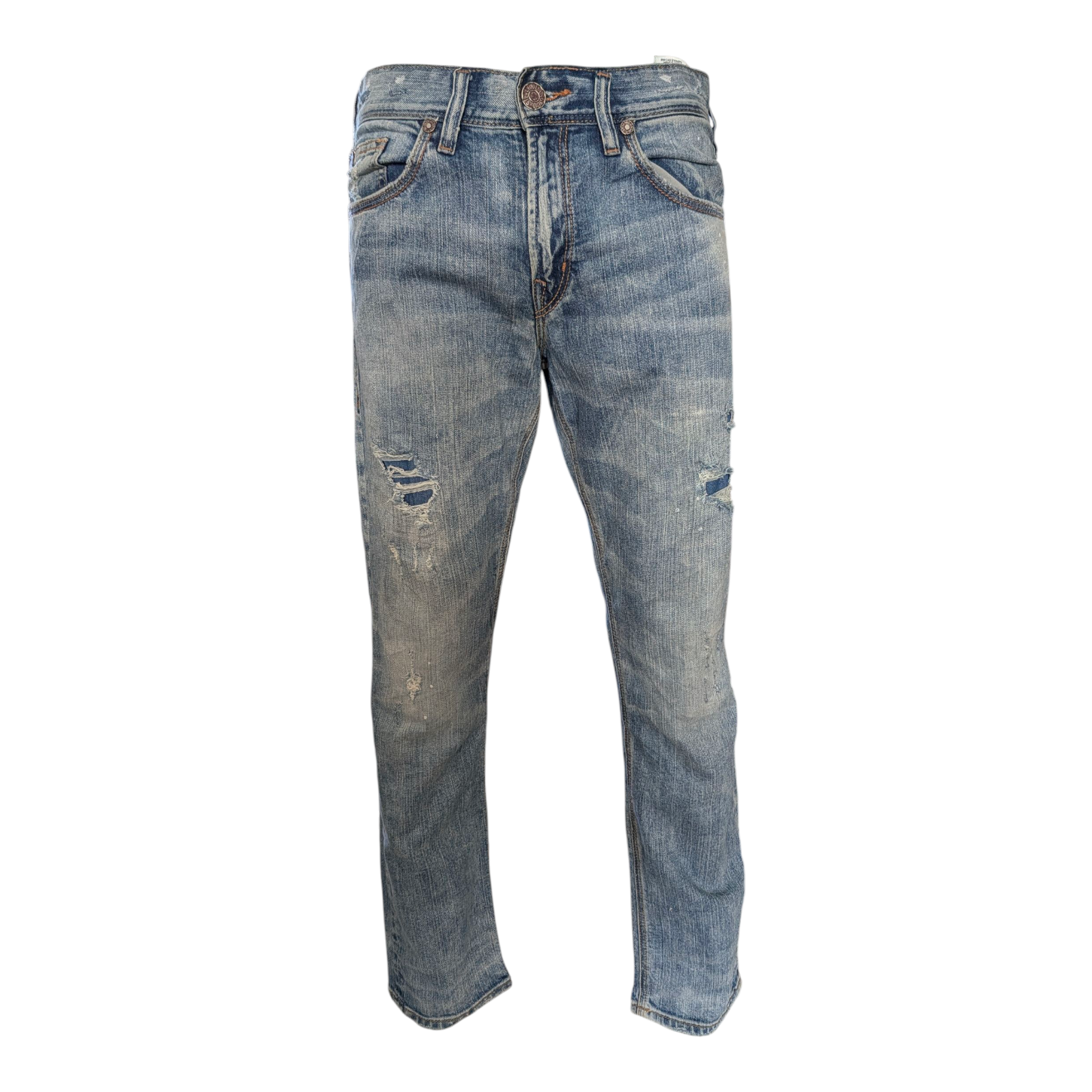 Silver Jeans Co. Eddie Men’s Jeans W31 L32 Relaxed Fit Straight Leg Blue Denim - USASTARFASHION