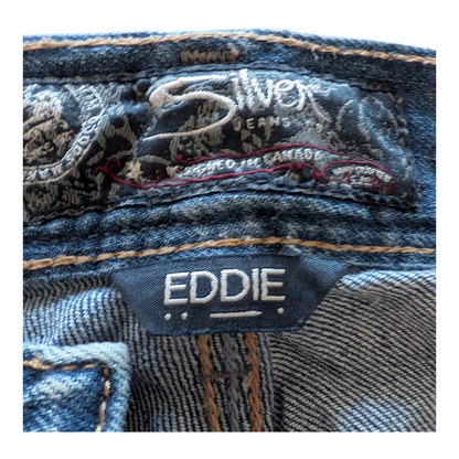 Silver Jeans Co. Eddie Men’s Jeans W31 L32 Relaxed Fit Straight Leg Blue Denim - USASTARFASHION