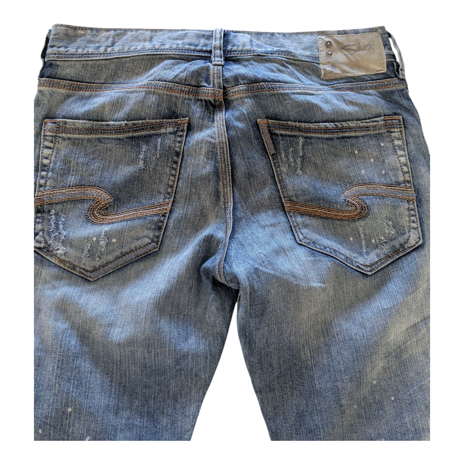 Silver Jeans Co. Eddie Men’s Jeans W31 L32 Relaxed Fit Straight Leg Blue Denim - USASTARFASHION