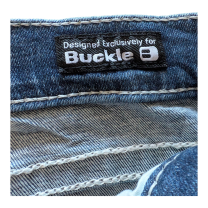 Salvage Supply Co. Jeans 34x30 Anarchy Straight Relaxed Fit Blue Buckle Distress - USASTARFASHION