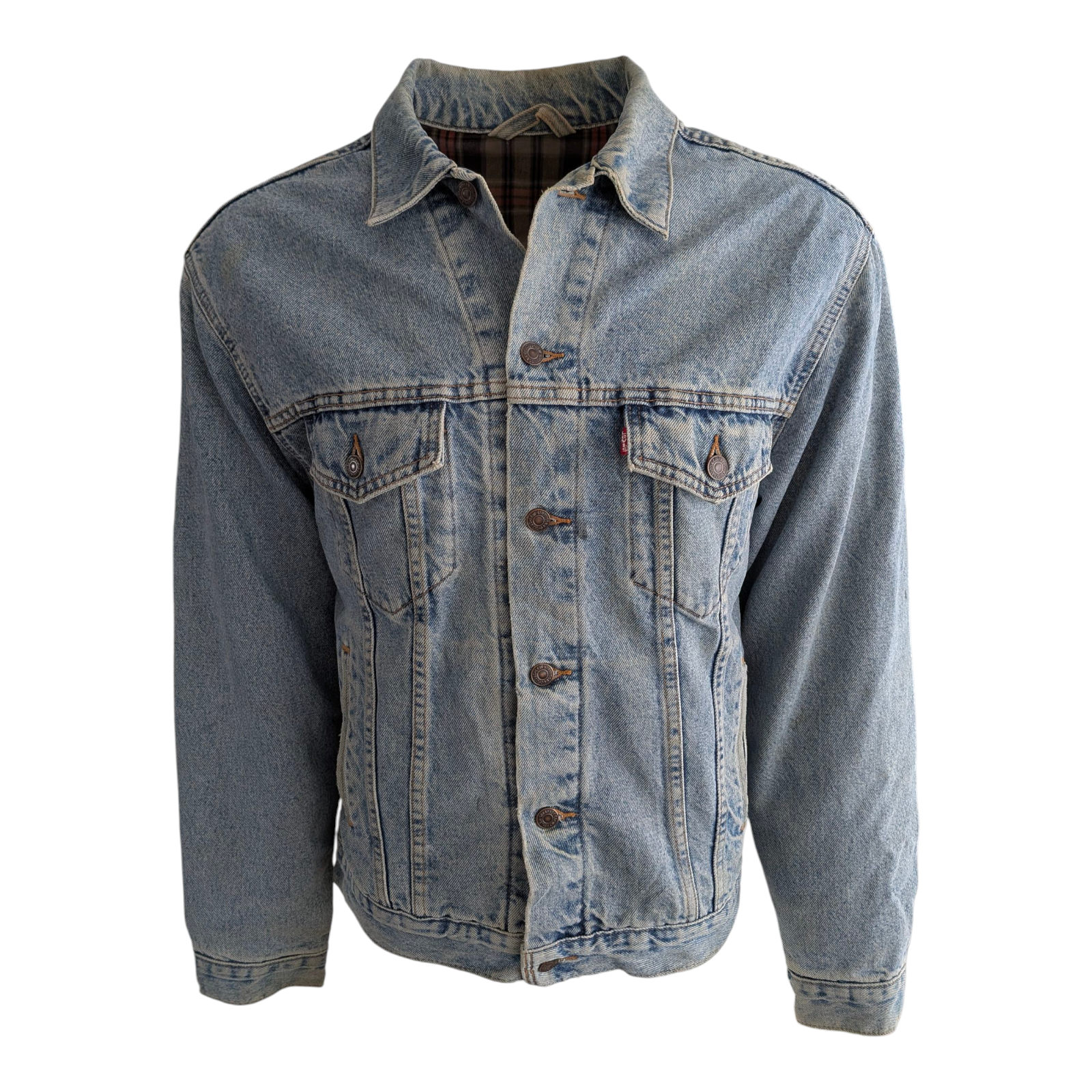 Levi’s Denim Trucker Jacket Sz M/L Flannel Lined Vintage USA Made - USASTARFASHION