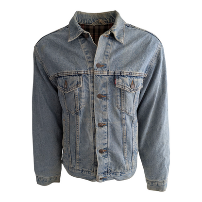Levi’s Denim Trucker Jacket Sz M/L Flannel Lined Vintage USA Made - USASTARFASHION