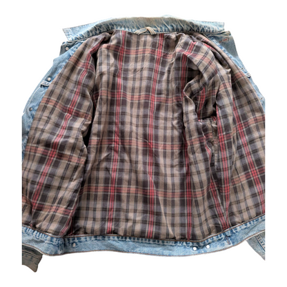 Levi’s Denim Trucker Jacket Sz M/L Flannel Lined Vintage USA Made - USASTARFASHION