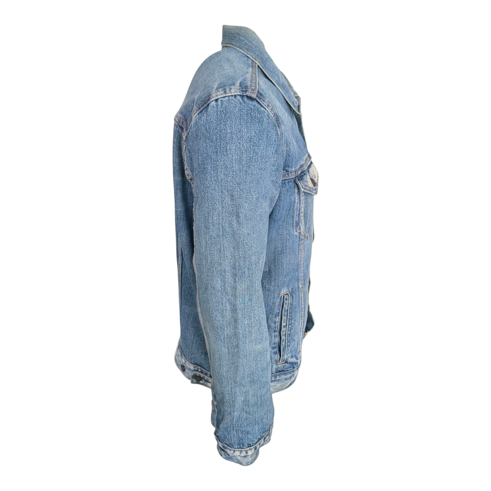 Levi’s Denim Trucker Jacket 72334 Distressed Vintage Wash Blue Men’s L - USASTARFASHION