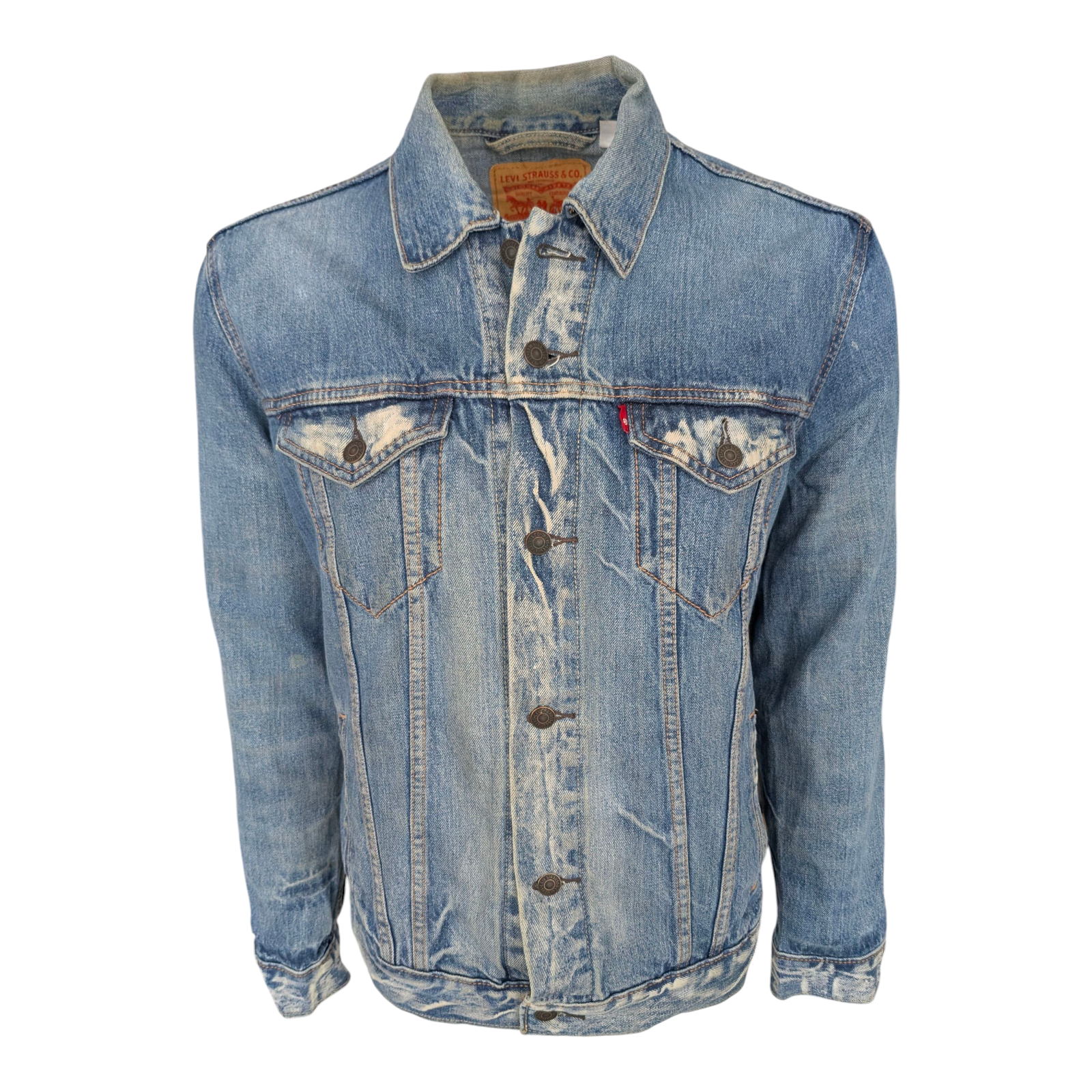 Levi’s Denim Trucker Jacket 72334 Distressed Vintage Wash Blue Men’s L - USASTARFASHION
