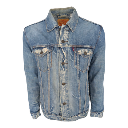 Levi’s Denim Trucker Jacket 72334 Distressed Vintage Wash Blue Men’s L - USASTARFASHION