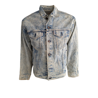 Vintage Levi’s Denim Jacket Acid Wash Made in USA 80s 90s Blue Jean XL - USASTARFASHION